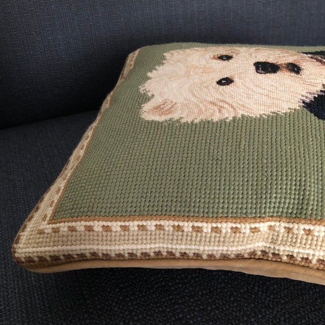 Vintage Transitional Needlepoint Dog Pillow Chairish
