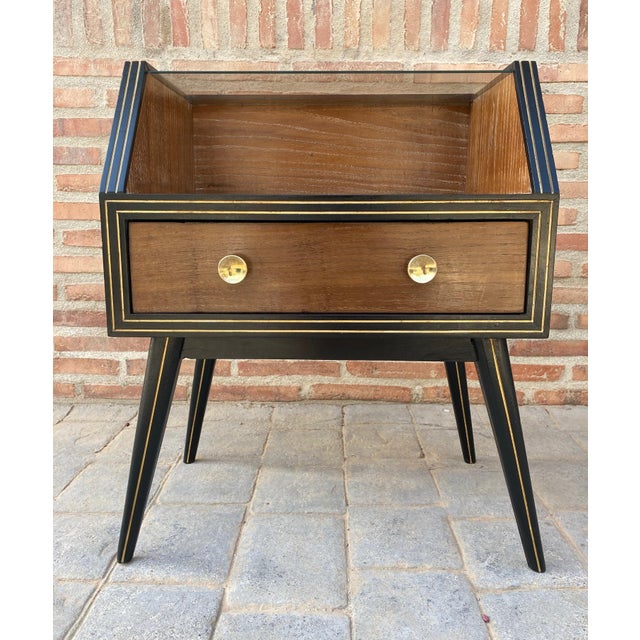 Mid Century Italian Nightstands with Glass, 1960s, Set of 2 For Sale - Image 6 of 18