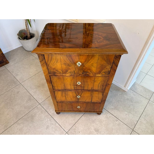 Wood Biedermeier Week Chest in Walnut For Sale - Image 7 of 12