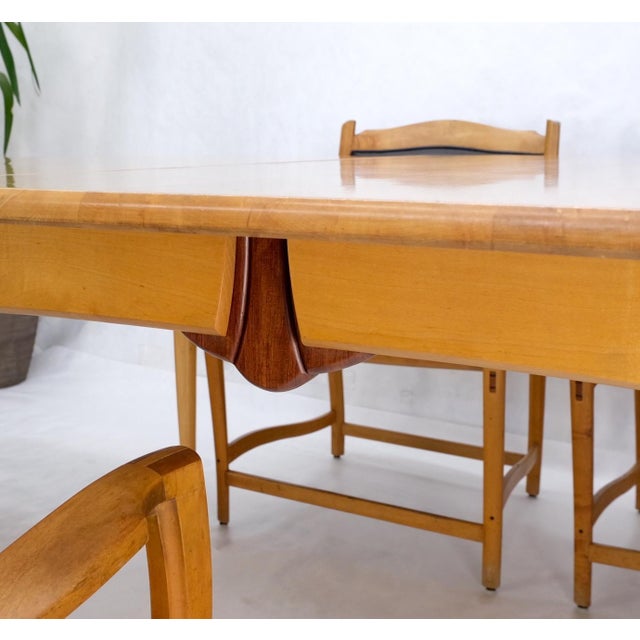 Late 20th Century Solid Curly Maple Table 6 Chairs Bench Hand Made Jointly Studio Dining Set For Sale - Image 14 of 18