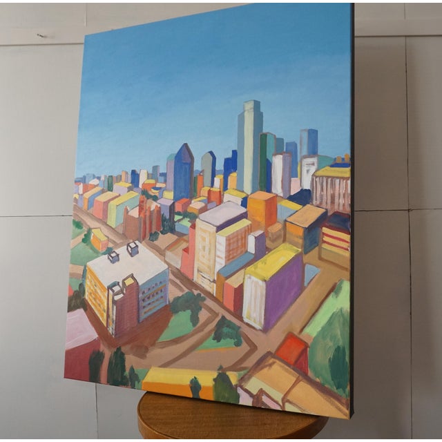 Contemporary "Dallas From Above" Oil Painting. For Sale - Image 4 of 5