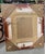 French Country Wall Mirror Features a Heavily Distressed White Frame With Gold Trim For Sale - Image 11 of 15