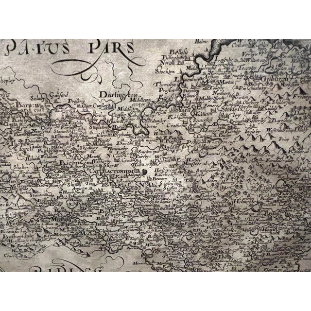 Black 1607 Britannia, William Camden Antique Map - First Published Map of the North Riding, England - Printed 1607 For Sale - Image 8 of 11