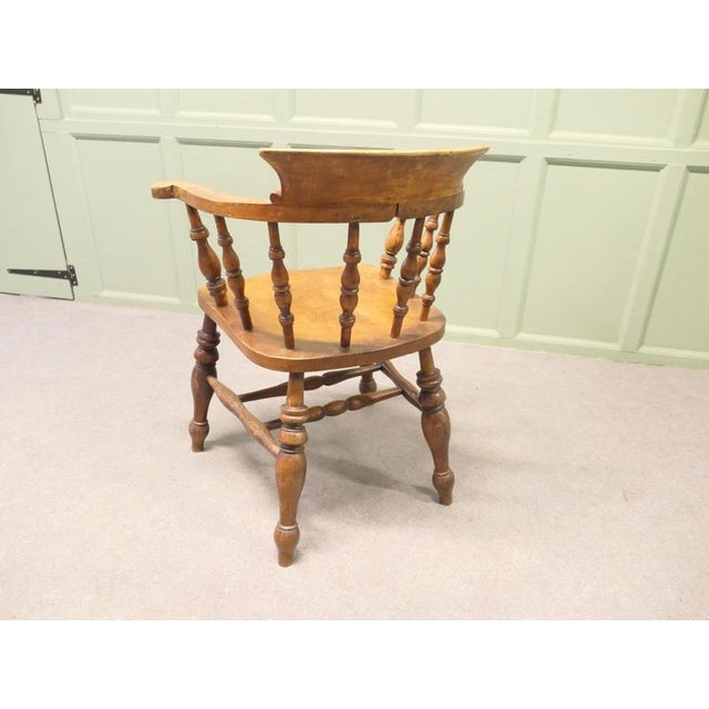Antique Beech and Elm Smokers Desk Chair, 1800s For Sale - Image 3 of 8