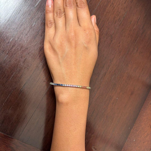 Natural multi sapphire 1.87cts bracelet in 18k gold For Sale - Image 14 of 18