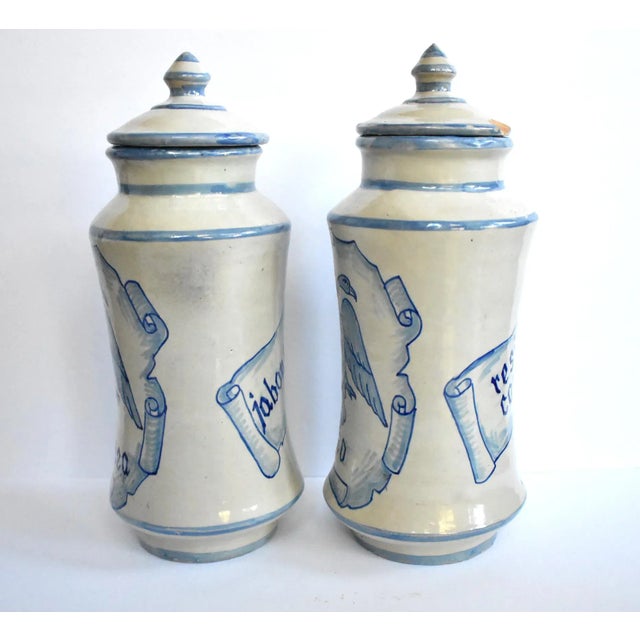 18th Century Pair of Spanish Apothecary Alberelos Jars For Sale - Image 5 of 12