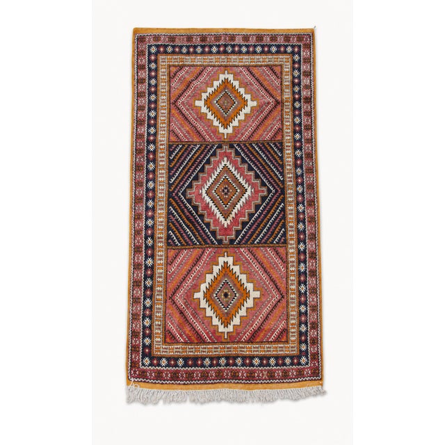 1960s authentic Moroccan vintage rug handwoven by Berber Moroccan women using organic lamb wo and organic dye.North...
