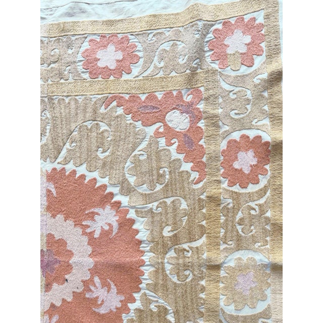 Neutral Tan Suzani Tablecloth For Sale In New York - Image 6 of 7