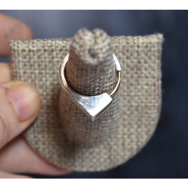 Vintage Artisan Hand Crafted Sterling Silver 14k Gold Modern Ring Sz 5.75 For Sale - Image 12 of 17