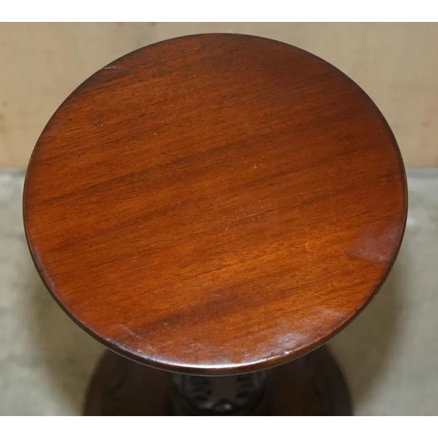 Brown Antique Hand Carved Corinthian Pillar Jardiniere Stand For Sale - Image 8 of 10