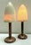 Two atmospheric table lamps in the shape of a mushroom, made entirely of matt alabaster, "Pegasam" Alabastros Spain, 1970s...