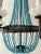 1920s Italian Empire White Murano Opaline Beads Blue Beaded Tole Chandelier, C 1900 For Sale - Image 5 of 10