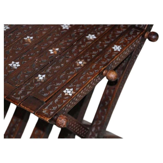 Antique Moorish Folding Chair with Mother-of-Pearl Inlay, Middle Eastern For Sale - Image 15 of 15