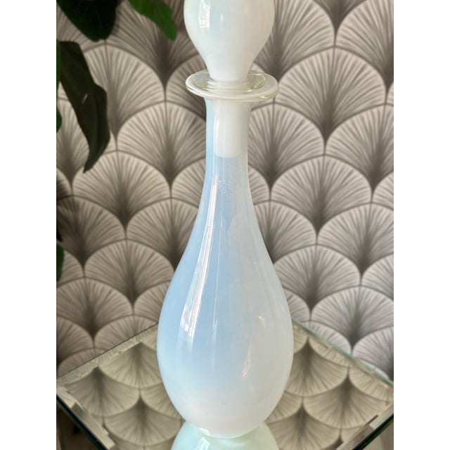Vintage Mid-Century Modern Italian Empoli White Opaline Glass Decanter Genie Bottle Dimensions (approximate): 20 1/4" TALL...