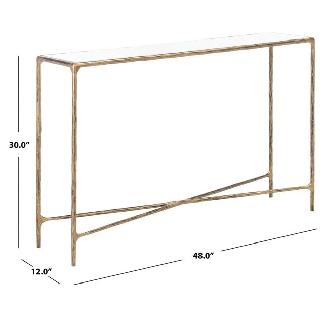 Jessa Forged Metal Rectangle Console Table - Brass/White For Sale - Image 9 of 10