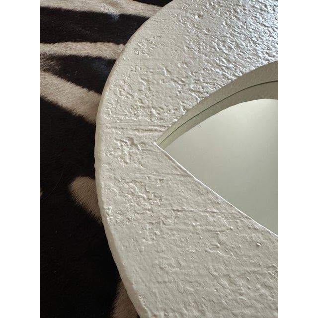 Cream Vintage Plaster Eye Mirror For Sale - Image 8 of 11