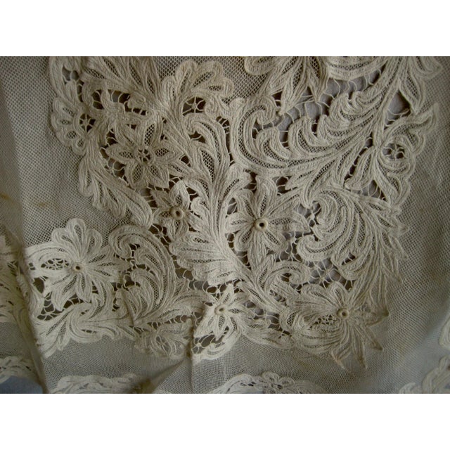 French Pair of 19 Century Lace Sheer -Curtains For Sale - Image 6 of 15