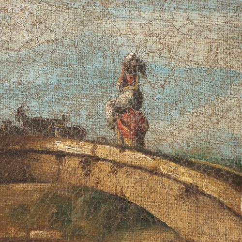 Landscape with Bridge, Oil on Canvas, Framed For Sale - Image 4 of 11