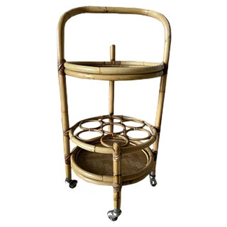 Rattan Serving Trolley, 1960s For Sale