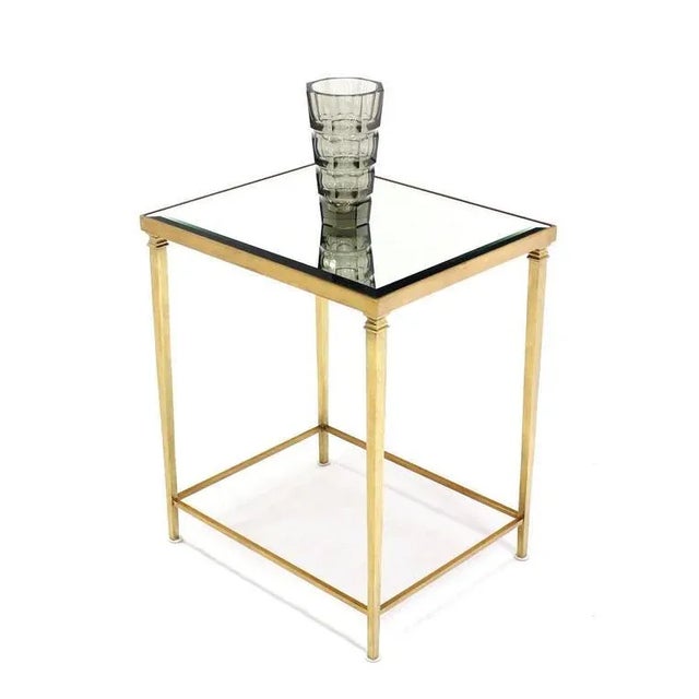 Early 20th Century Mid-Century Modern Solid Brass Tapered Leg End Table For Sale - Image 5 of 7
