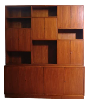 Vintage Wooden Bookcase with Doors, 1960s
