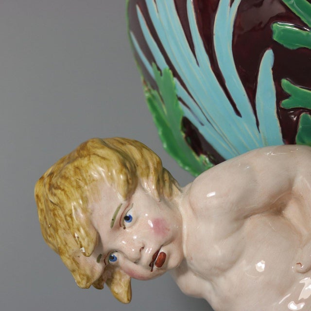 Minton Majolica Marine Vase With Merboys For Sale - Image 9 of 12