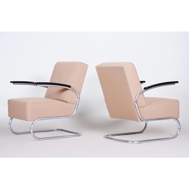 Set of Bauhaus Armchairs in Beech & Chrome attributed to Mücke-Melder, 1930s For Sale - Image 9 of 13