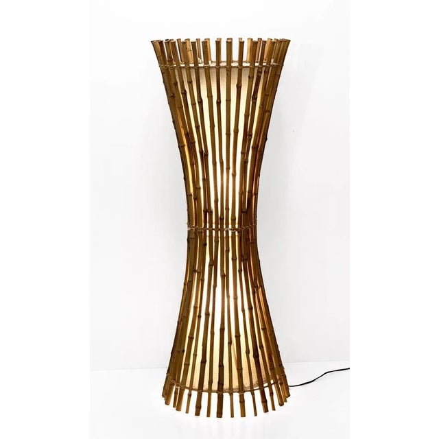 Franco Albini Mid-Century Italian Bamboo & Rattan Floor Lamp by Franco Albini, 1960s For Sale - Image 4 of 17