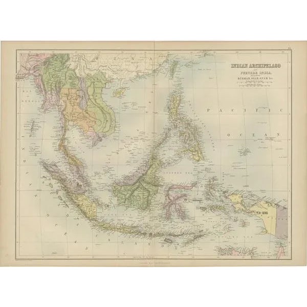 Antique Map of the East Indies by A & C. Black, 1870 For Sale - Image 3 of 6