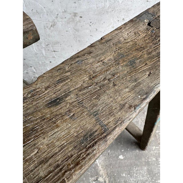 Rustic Industrial Wooden Trestles, 1940s, Set of 2 For Sale - Image 3 of 8