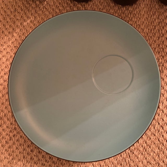 Mikasa 1970s Jones Roberts Bristol Blue Terra Stone Snack Lunch Plate Dinnerware, 24 Pieces For Sale - Image 4 of 13