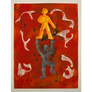Late 20th Century Maryanne Meltzer, Two Men, Hand Colored Etching Monotype For Sale