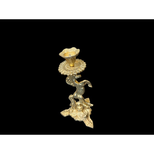 Figurative Vintage Brass Horse Candlestick For Sale - Image 3 of 10
