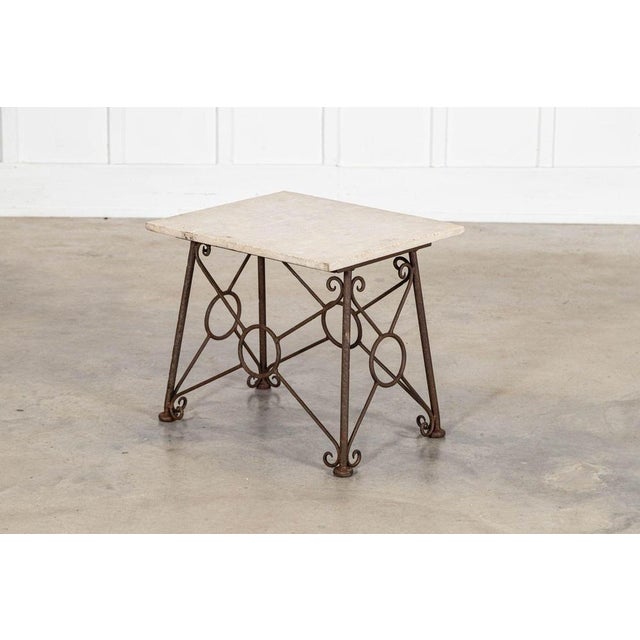 Brutalist Mid-Century English Brutalist Wrought Iron and Stone Side Table, 1960 For Sale - Image 3 of 9