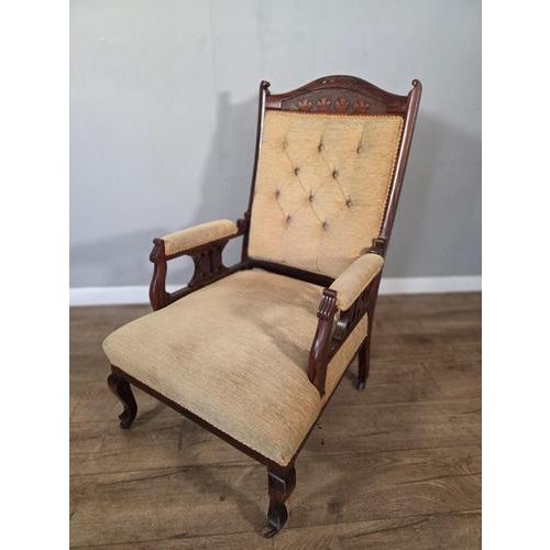 Wood Antique Edwardian Walnut Chair, 1920s For Sale - Image 7 of 11