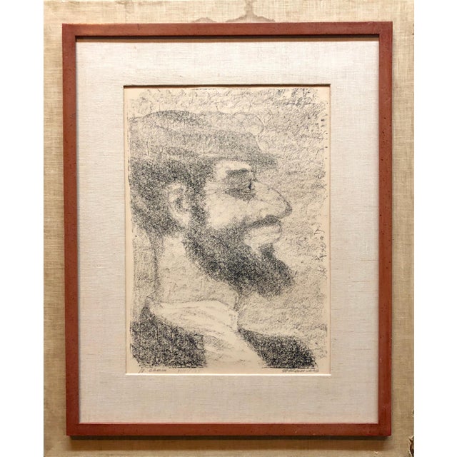 Modern Anatoli Lvovich Kaplan, Vintage Russian Shtetl, Scene Judaica Lithograph Jewish Portrait, 1957-1961 For Sale - Image 3 of 4
