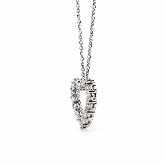 14k White Gold Lab-Grown Heart Diamond Pendant Necklace For Sale - Image 4 of 5