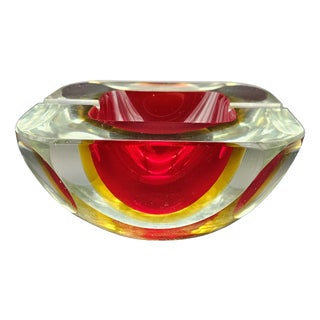 Large Sommerso Murano Glass Ashtray by Alessandro Mandruzzato for Made Murano Glass, 1950s For Sale