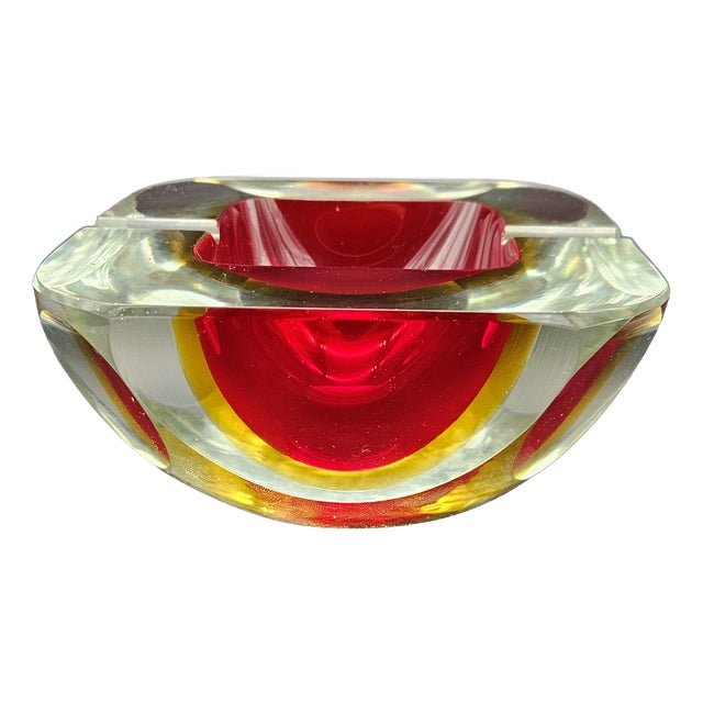 Large Sommerso Murano Glass Ashtray by Alessandro Mandruzzato for Made Murano Glass, 1950s For Sale