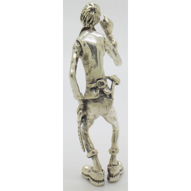 Metal Vintage Italian Handmade Genuine Silver Handyman Carpenter Figurine From Tuscany For Sale - Image 7 of 16