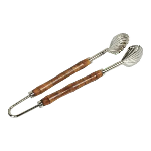 Treviso Bamboo and Nickel Shell Ice Tong