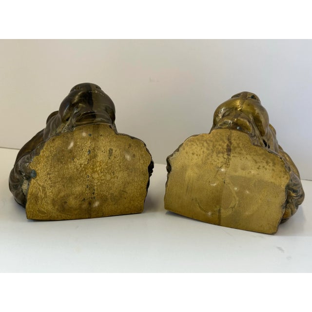 Hollywood Regency Pair of Vintage Hollywood Regency Brass Lion Head Bookends or Bookshelf Decor For Sale - Image 3 of 8