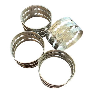 Late 20th Century Jte Sterling Silver Napkin Rings Taxco Mexico Handcrafted Cutout Design - Set of 4