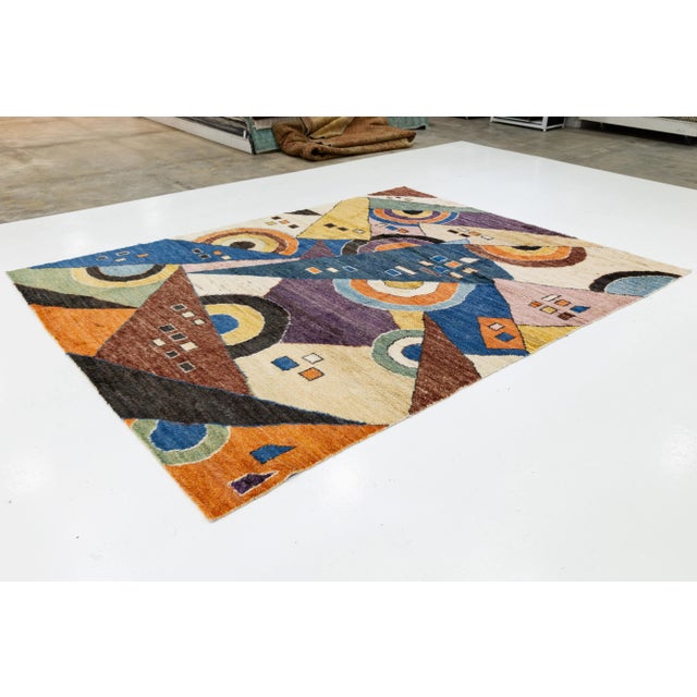 9 X 12 Contemporary Moroccan Style Wool Rug in Multicolor With Art Deco Design For Sale - Image 4 of 9