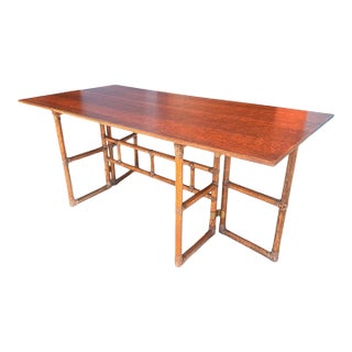 Vintage McGuire San Francisco Convertible Bamboo & Rosewood Dining Console Table For Sale