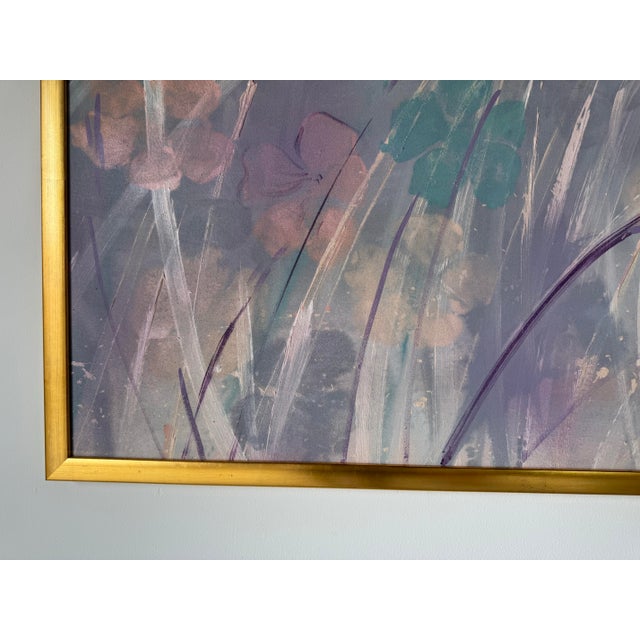 Large - 1980s Vintage Abstract Wildflowers Landscape Acrylic on Canvas Painting For Sale - Image 10 of 11