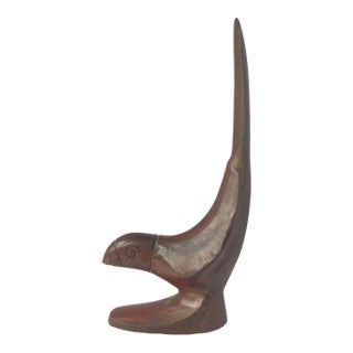 Bronze Parrot Sculpture - Detailed Tropical Bird Statue (9"h X 4"l) For Sale