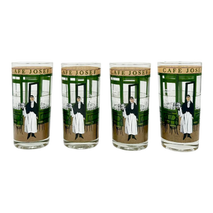 Vintage Set of 4 Cera Cafe Josef French Waiter Highball Glasses