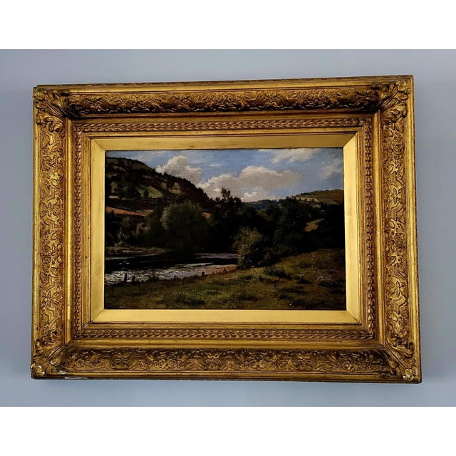 Oil on canvas - Housed in vintage gallery frame that accentuates the warm tonal qualities. A beautifully composed and...