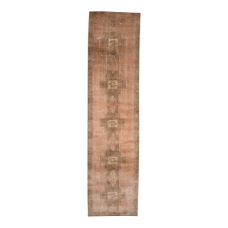 1970s Vintage Turkish Handmade Wool Cotton Terracotta Runner Rug For Sale